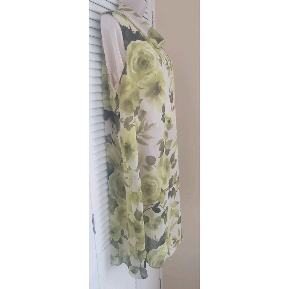 CONNECTED APPAREL CHIFFON FLORAL TRAPEZE DRESS SZ 14 - Picture 2 of 8